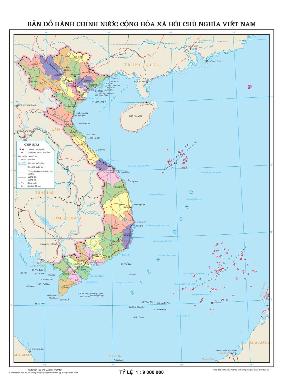 Bản đồ hành chính mới nhất của 34 tỉnh, thành Việt Nam năm 2025