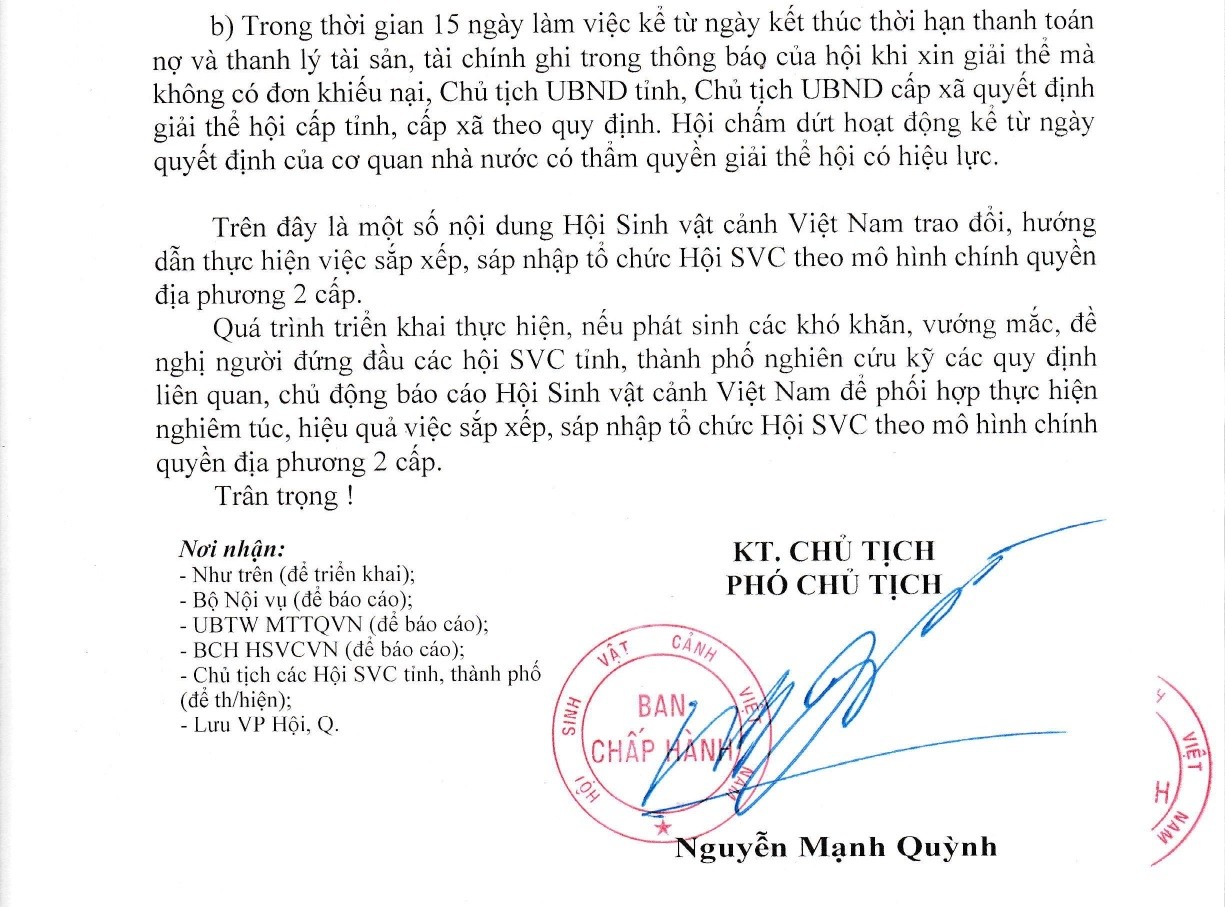 Hướng dẫn sắp xếp tổ chức Hội Sinh vật cảnh theo mô hình chính quyền địa phương hai cấp từ 01/7/2025