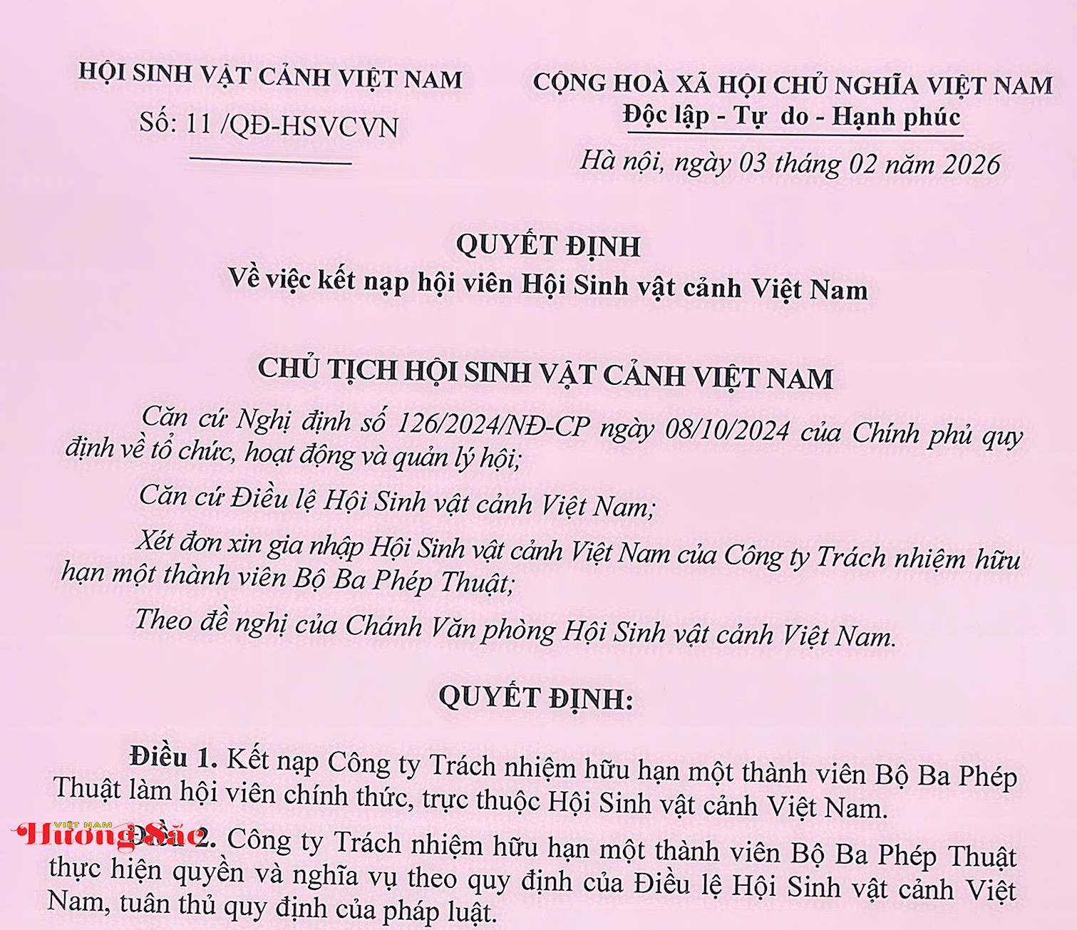 Công ty TNHH MTV Bộ Ba Phép Thuật trở thành hội viên Hội Sinh vật cảnh Việt Nam Công ty TNHH MTV Bộ Ba Phép Thuật trở thành hội viên Hội Sinh vật cảnh Việt Nam