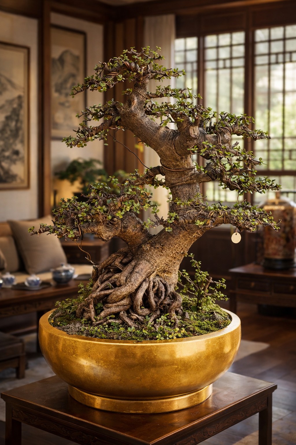 Bonsai “lá ngọc cành vàng”: Cây phong thủy mang may mắn và sung túc quanh năm