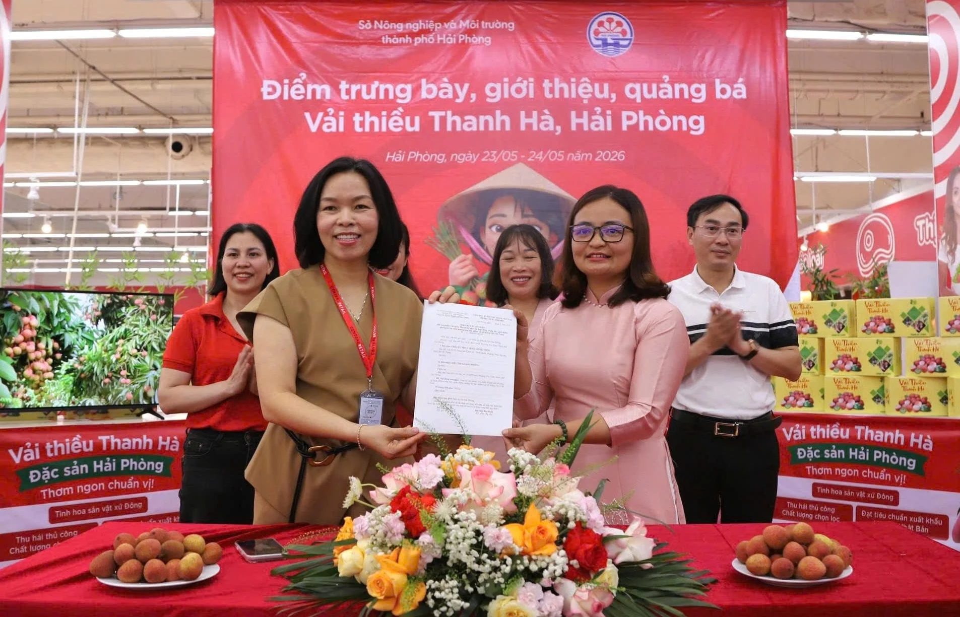 Mở rộng kênh phân phối hiện đại cho vải thiều Thanh Hà