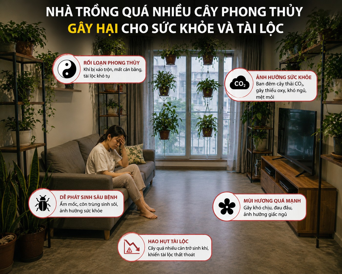 Chuyên gia phong thủy cảnh báo: Trồng quá nhiều cây trong nhà có thể khiến tài lộc thất thoát, sức khỏe suy giảm Chuyên gia phong thủy cảnh báo: Trồng quá nhiều cây trong nhà có thể khiến tài lộc thất thoát, sức khỏe suy giảm