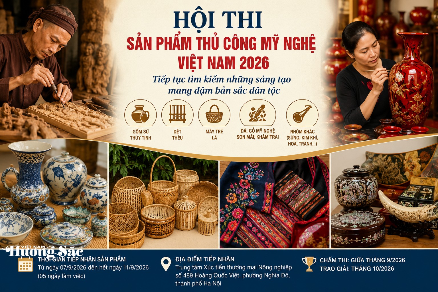 Hội thi sản phẩm thủ công mỹ nghệ Việt Nam 2026: Tiếp tục tìm kiếm những sáng tạo mang đậm bản sắc dân tộc Hội thi sản phẩm thủ công mỹ nghệ Việt Nam 2026: Tiếp tục tìm kiếm những sáng tạo mang đậm bản sắc dân tộc
