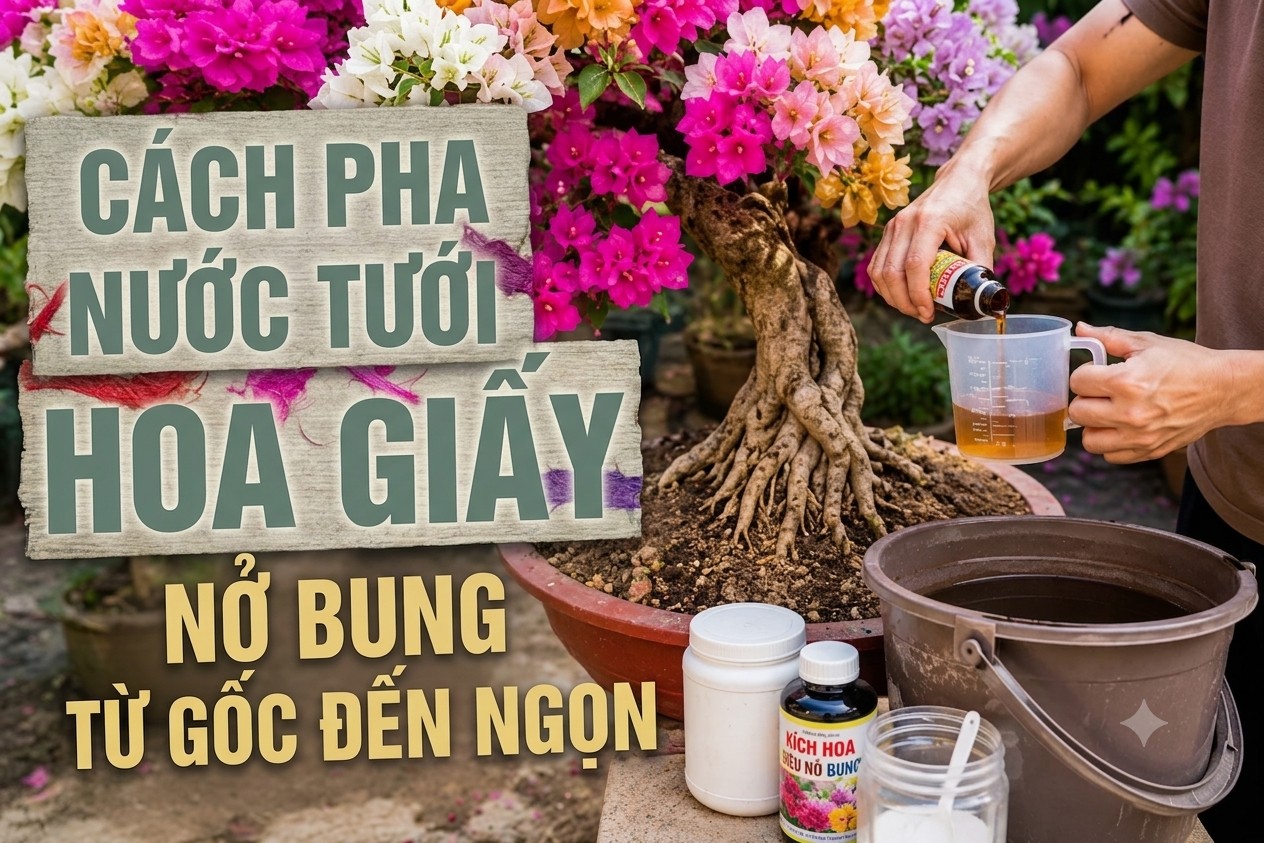Bí quyết pha nước tưới giúp hoa giấy nở kín từ gốc đến ngọn