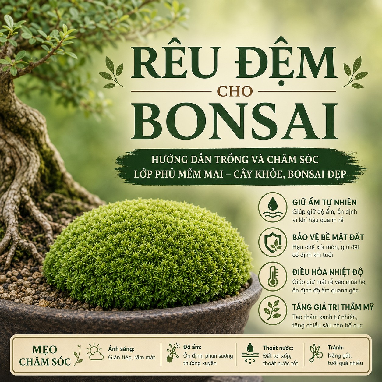 Rêu đệm trong nghệ thuật bonsai: Vẻ đẹp của một khu rừng thu nhỏ Rêu đệm trong nghệ thuật bonsai: Vẻ đẹp của một khu rừng thu nhỏ