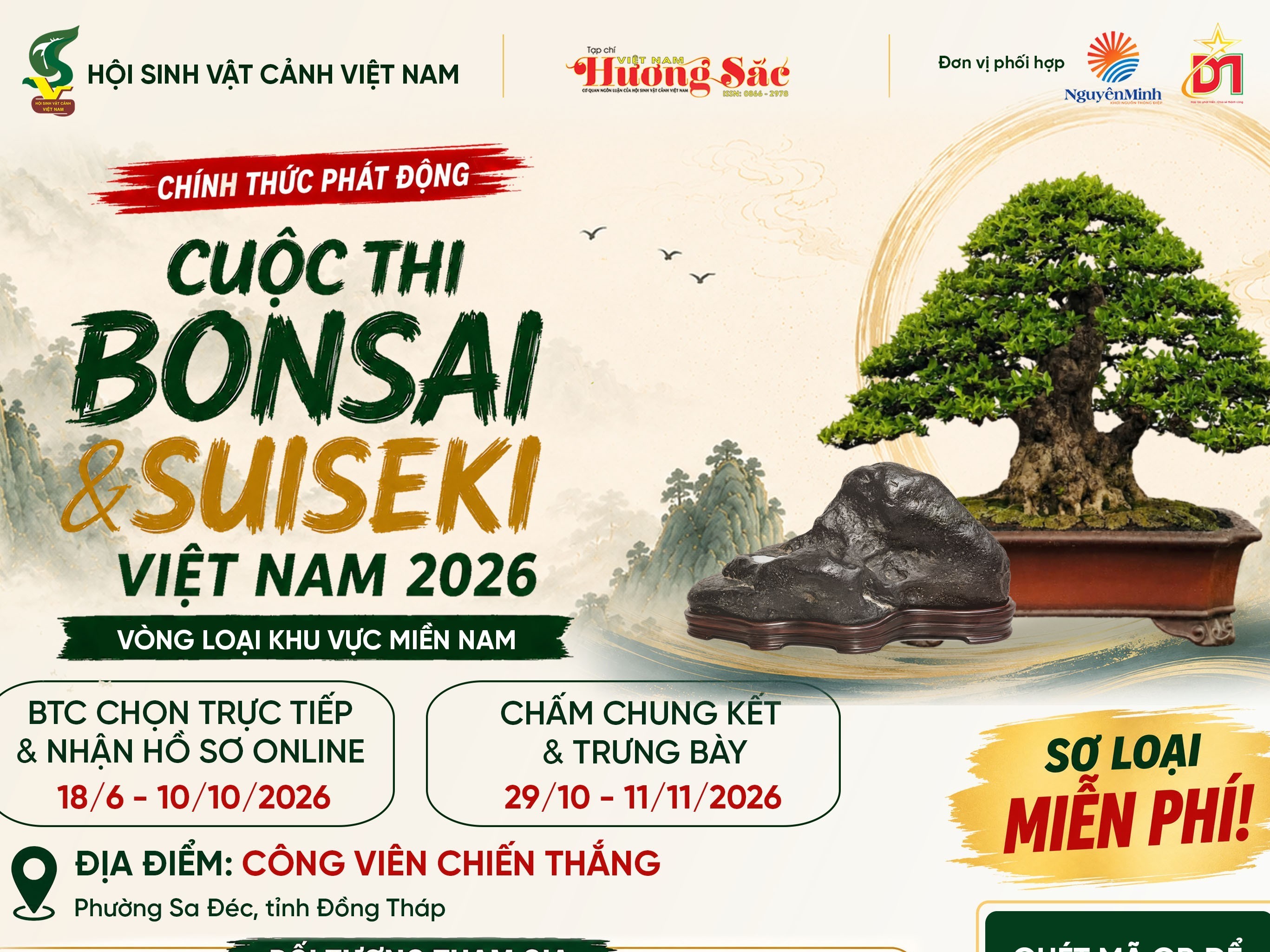 Đồng Tháp đồng ý địa điểm tổ chức Cuộc thi Bonsai & Suiseki Việt Nam 2026 - Vòng loại khu vực miền Nam tại Sa Đéc