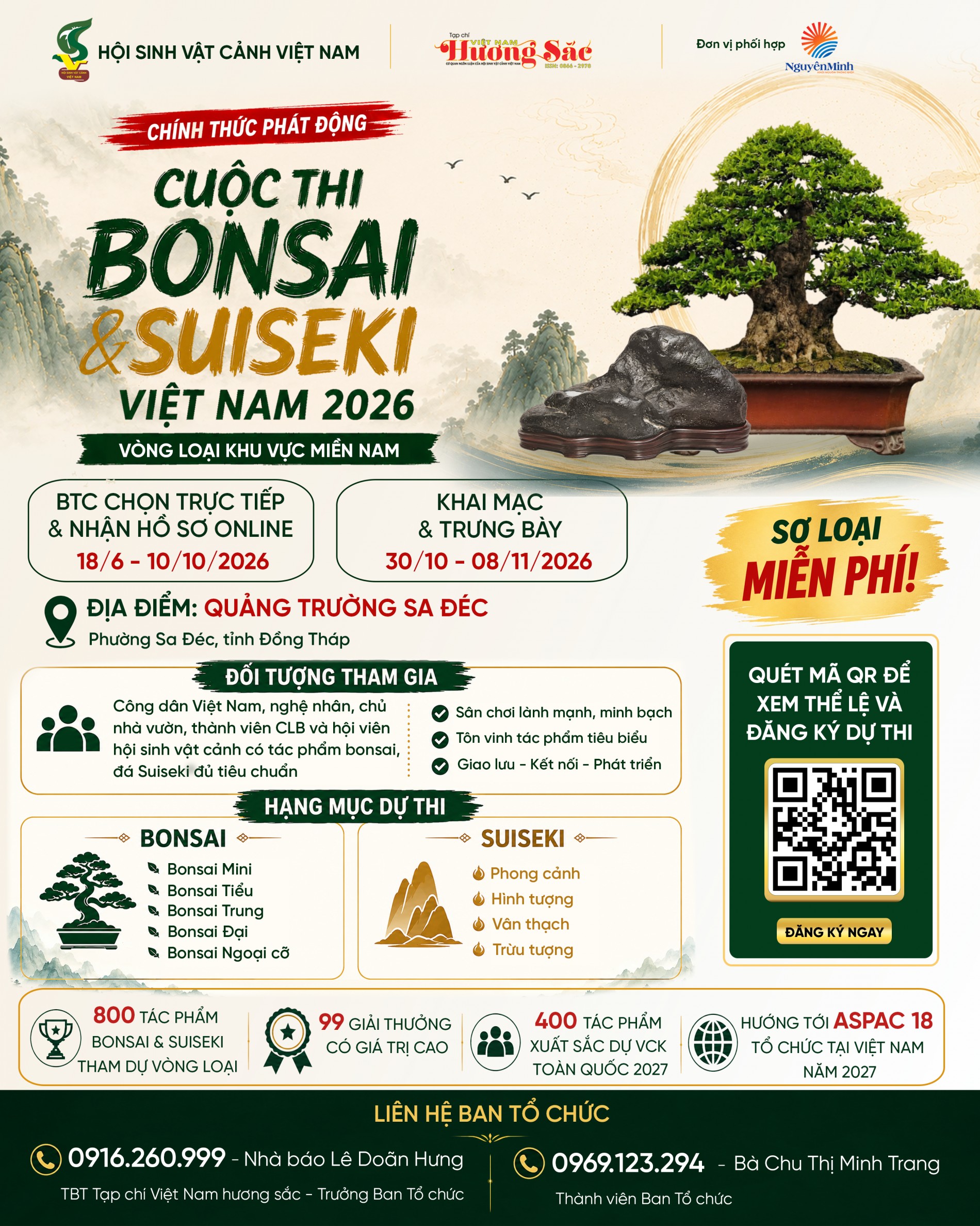 Công bố bộ nhận diện chính thức cuộc thi Bonsai & Suiseki Việt Nam 2026 – Vòng loại khu vực Miền Nam tại Sa Đéc Công bố bộ nhận diện chính thức cuộc thi Bonsai & Suiseki Việt Nam 2026 – Vòng loại khu vực Miền Nam tại Sa Đéc
