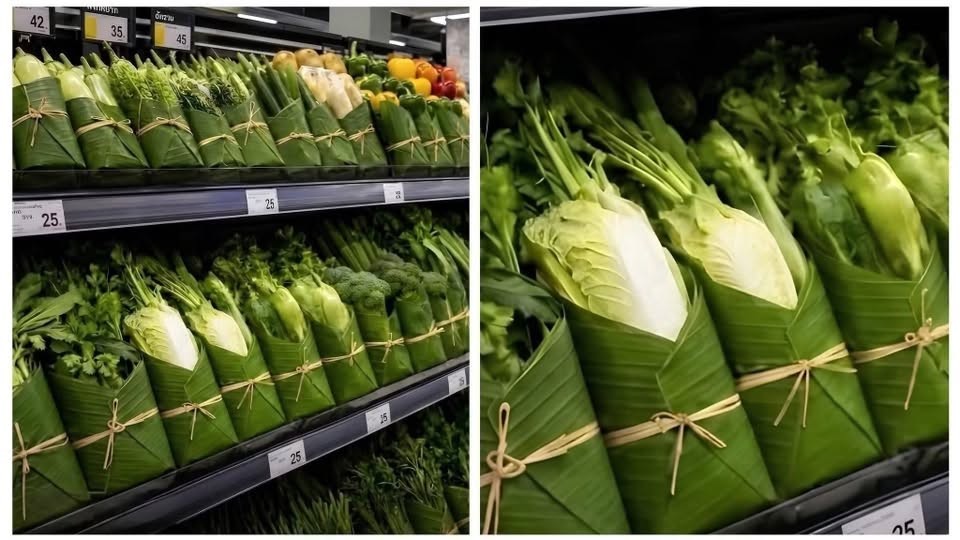 Siêu thị Thái Lan dùng lá chuối thay bao bì nhựa, mở hướng cho bán lẻ xanh