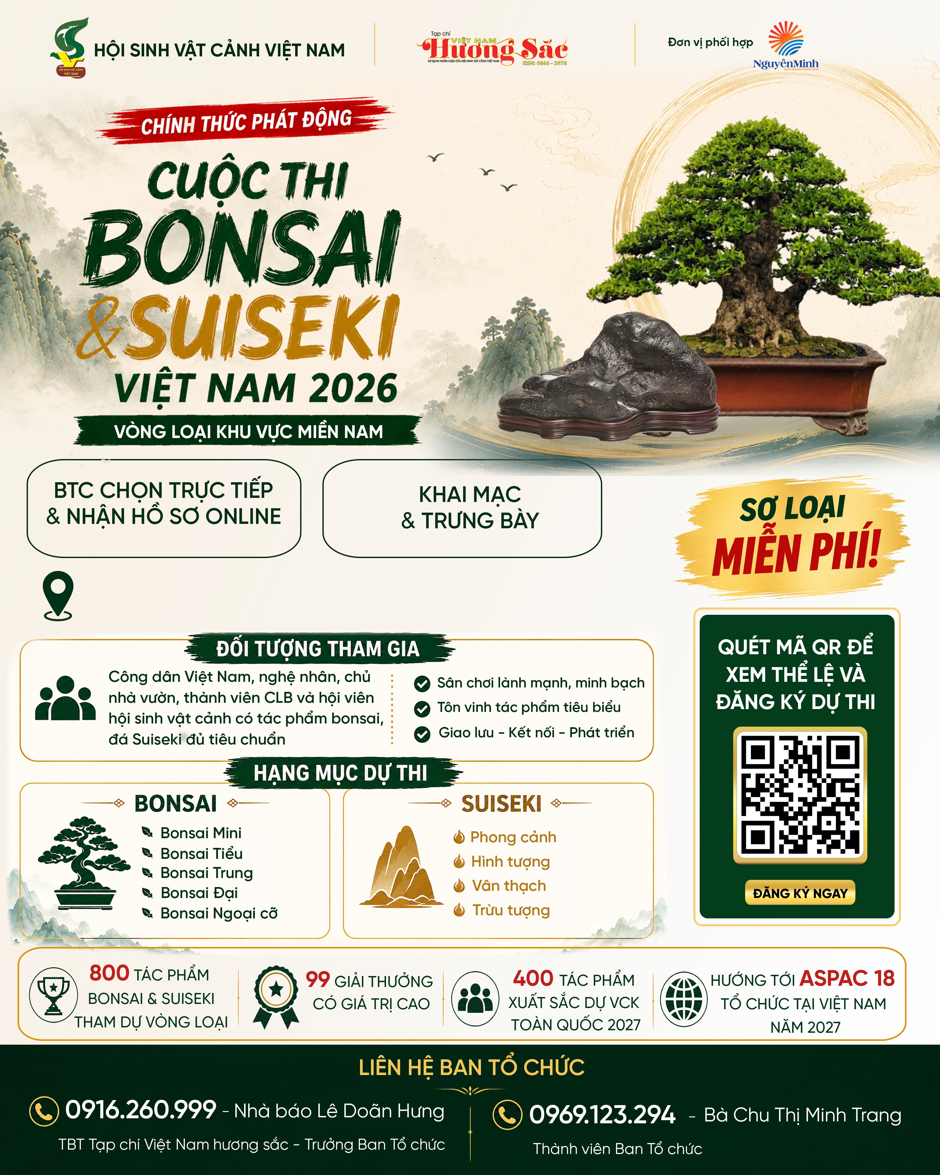 Dừng tổ chức Cuộc thi Bonsai & Suiseki Việt Nam 2026 - Vòng loại khu vực miền Nam tại Sa Đéc Dừng tổ chức Cuộc thi Bonsai & Suiseki Việt Nam 2026 - Vòng loại khu vực miền Nam tại Sa Đéc